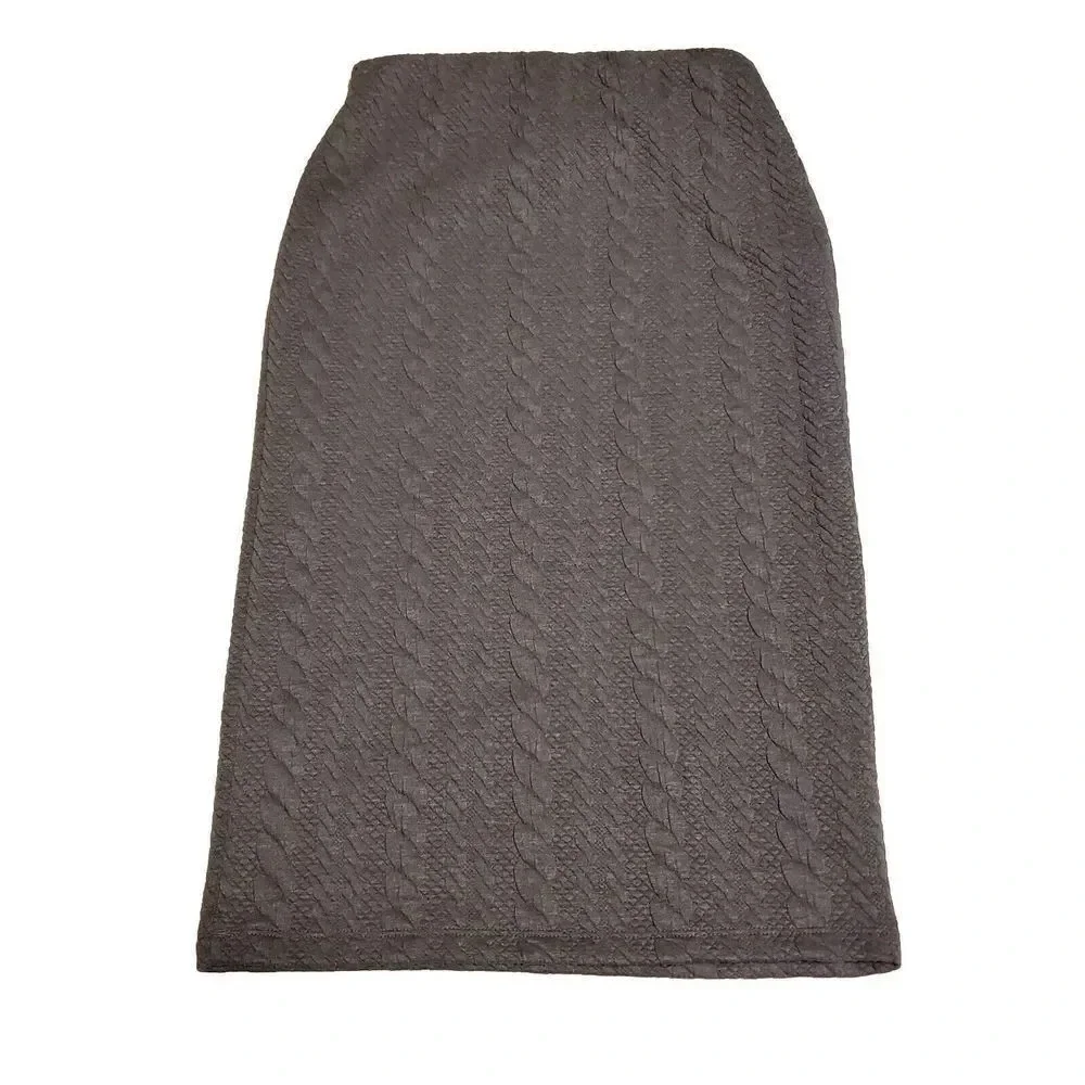 Mossimo Pencil Skirt Womens Xsmall Gray Textured Pull On Winter Knee Length